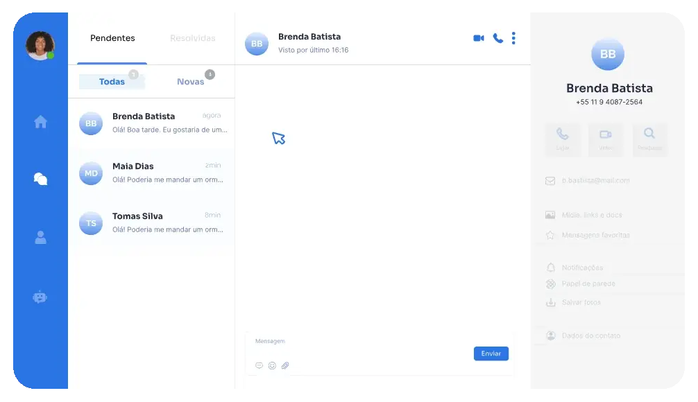 Tela da plataforma WAEbot com conversas de WhatsApp e atendimento